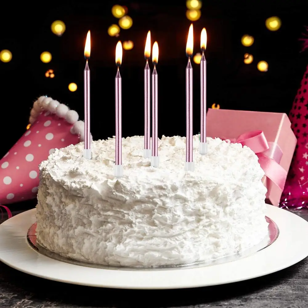 Supply 2019 Gold and silver Birthday thin and logo cake candle