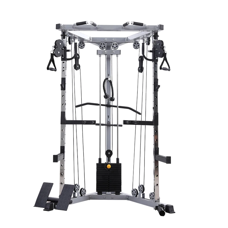 Integrated Training Squat Rack Cable Crossover Multi Functional Trainer Smith Machine Gym Equipment