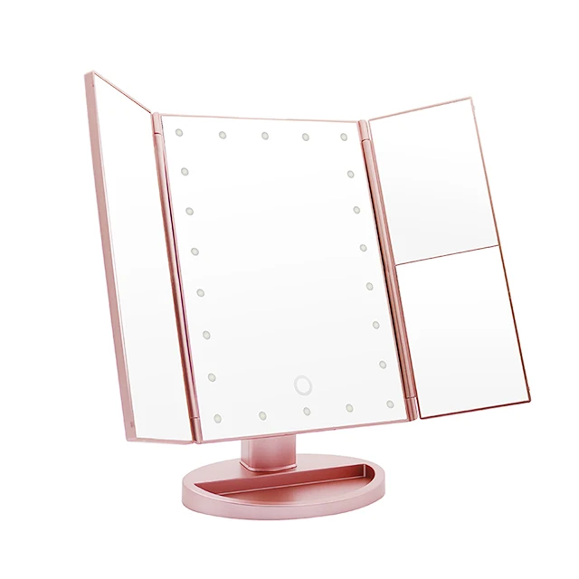 Best Sellers Adjustable Touching Screen 22 Led Cosmetics Makeup Mirror With Lights usb Charging 180 Degree Desktop for makeup