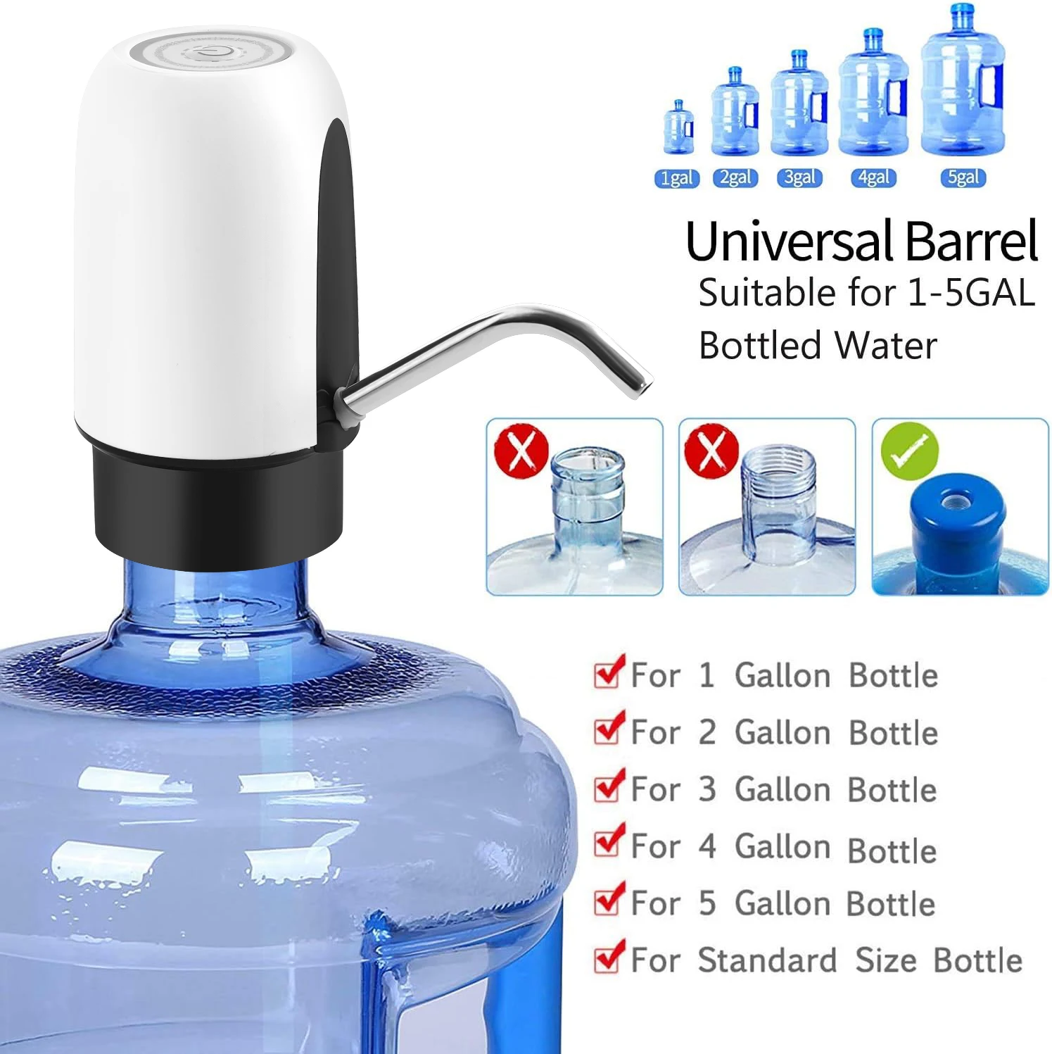 Rechargeable 5-gallon electric mini automatic portable water pump dispenser for drinking water