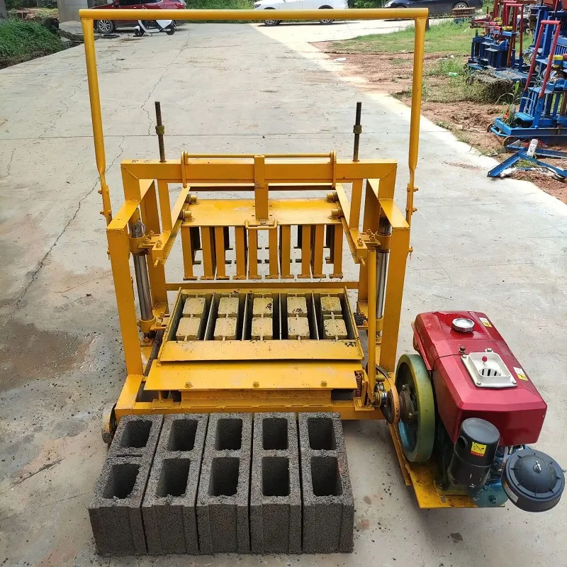 Small walking diesel unburned concrete brick machine cement hollow brick machine
