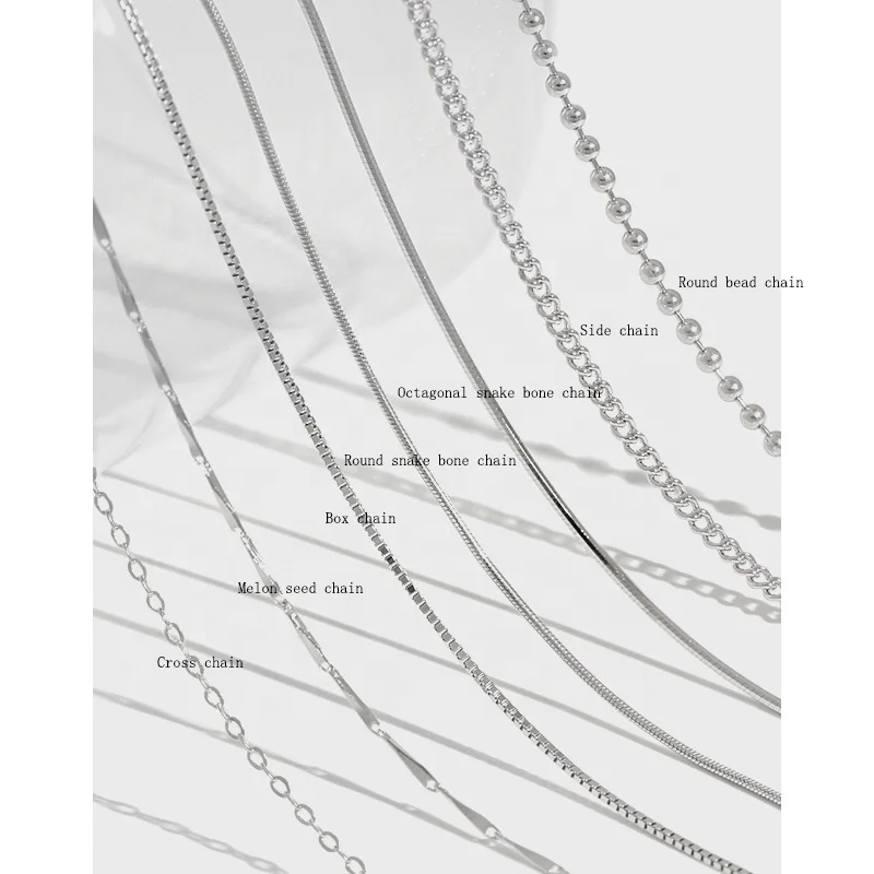 High Quality S925 Sterling Silver Classic Basic Chain Snake Bar Singapore Box Chain Side Chain Ladies Jewelry Necklace