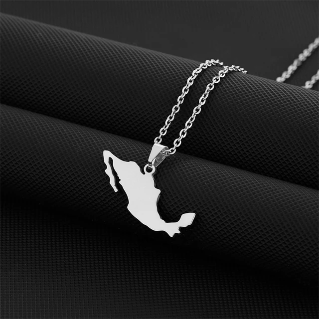 Fashion Mexico Map Pendant Necklace for Men & Women Titanium Steel Gold Silver Color Choker Mexican Outline Jewelry Gifts