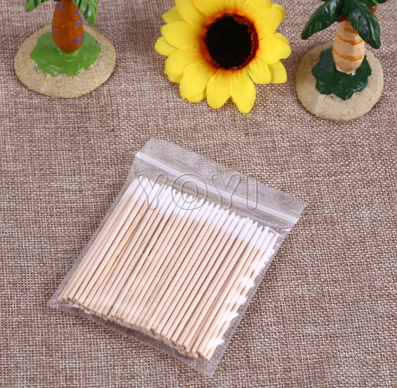 Hot sale  Wooden Cotton Tip Tattoo Supplies Cotton Buds Swabs Makeup Cosmetic Applicator Sticks