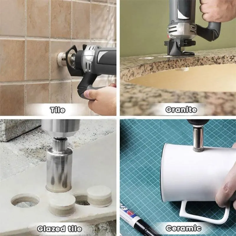 10pcs Stone Tile Drill Bit Diamond Coated Marble Glass Ceramic Hole Opener