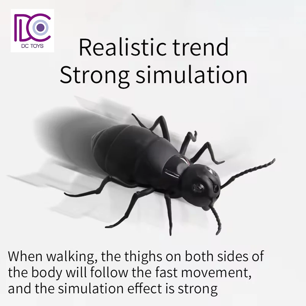 DC Black scary crawling toys remote control simulated animal model RC spider for kids