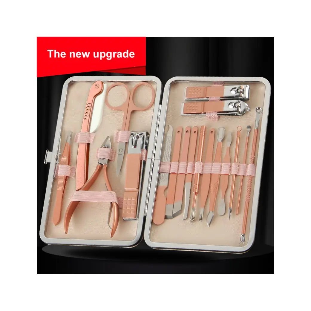 Professional Nail Tools Kit 16 pcs Stainless Steel Pedicure kit with Eyebrow Trimmer Double scissors Manicure Set