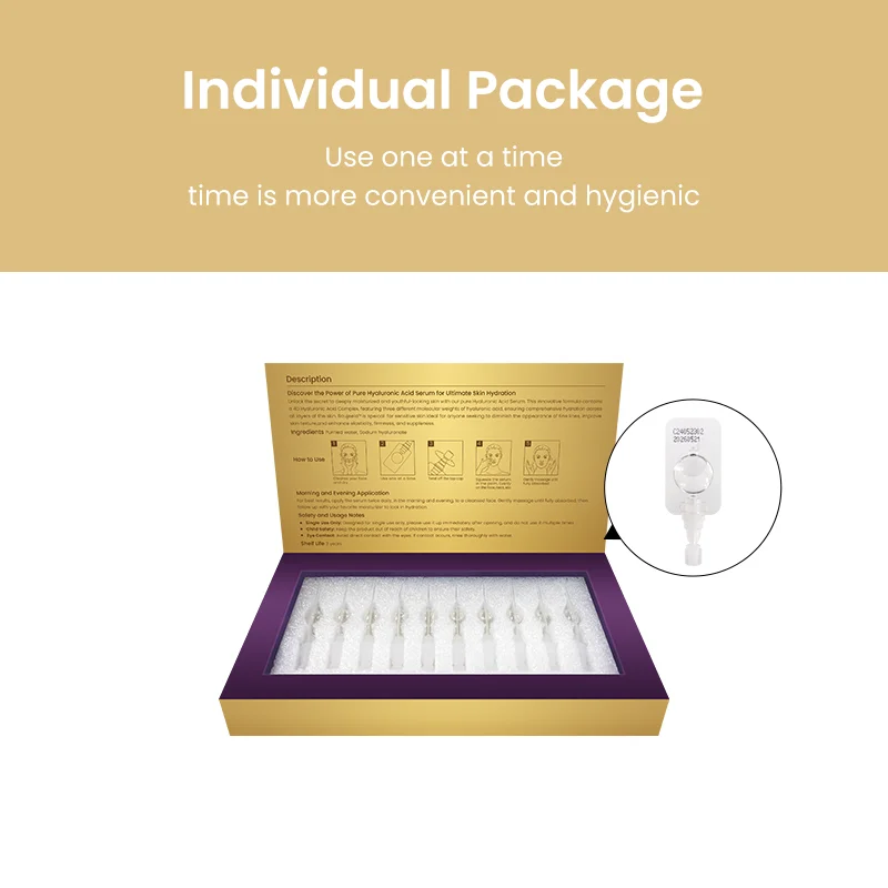 Korea Most Popular Pure 4D Hyaluronic Acid Ampoule Skin Care Face Serum