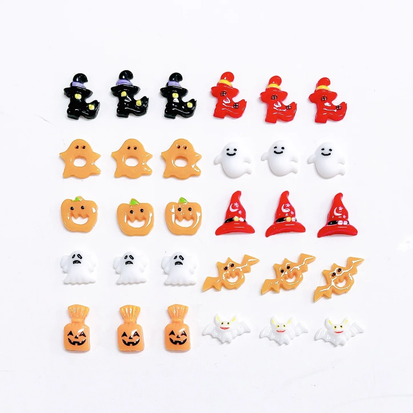 C361 SAFENG 20pcs Halloween Smooth Resin Nail Charms Resin Ghost Pumpkin Magic Shoes DIY Jewelry Nail Art Decoration