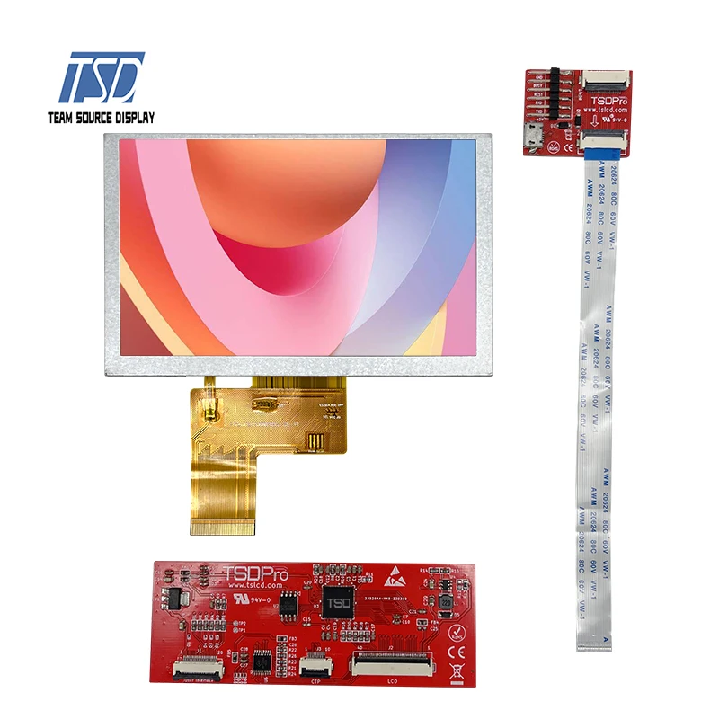 5' 5 inch 800x480 Resolution UART Interface IPS TFT LCD Resistive Touch Display With PCBA