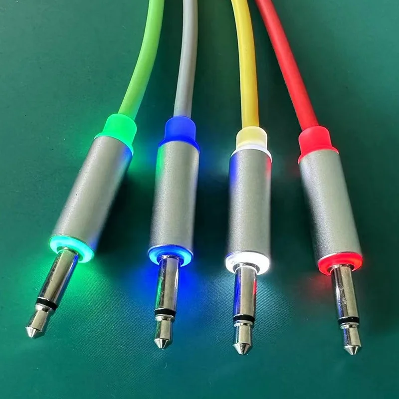 custom color 3.5mm jack male to male Mono extension aux LED audio cable with LED lamp