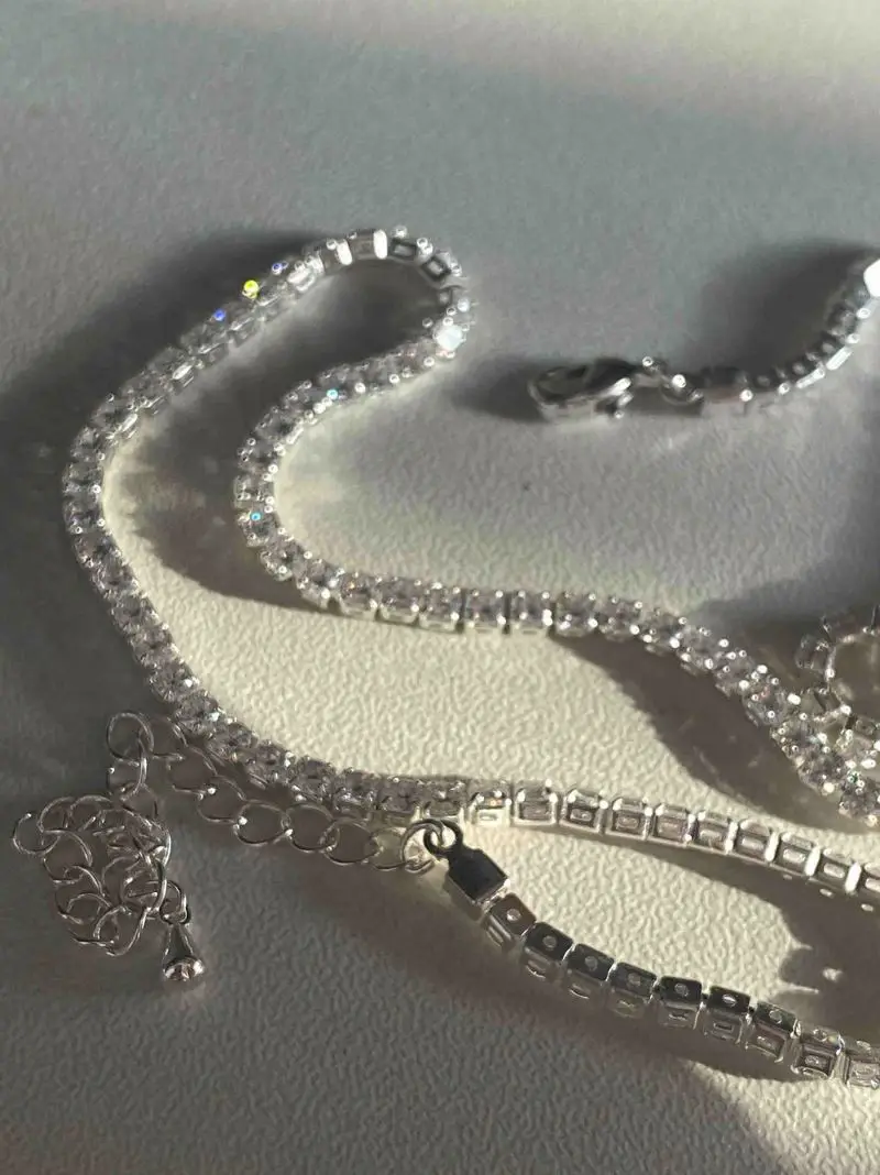 Surprise Price Sweater Chain Necklaces  zircon name necklace zircon choker chain iced out white gold chain for women for party