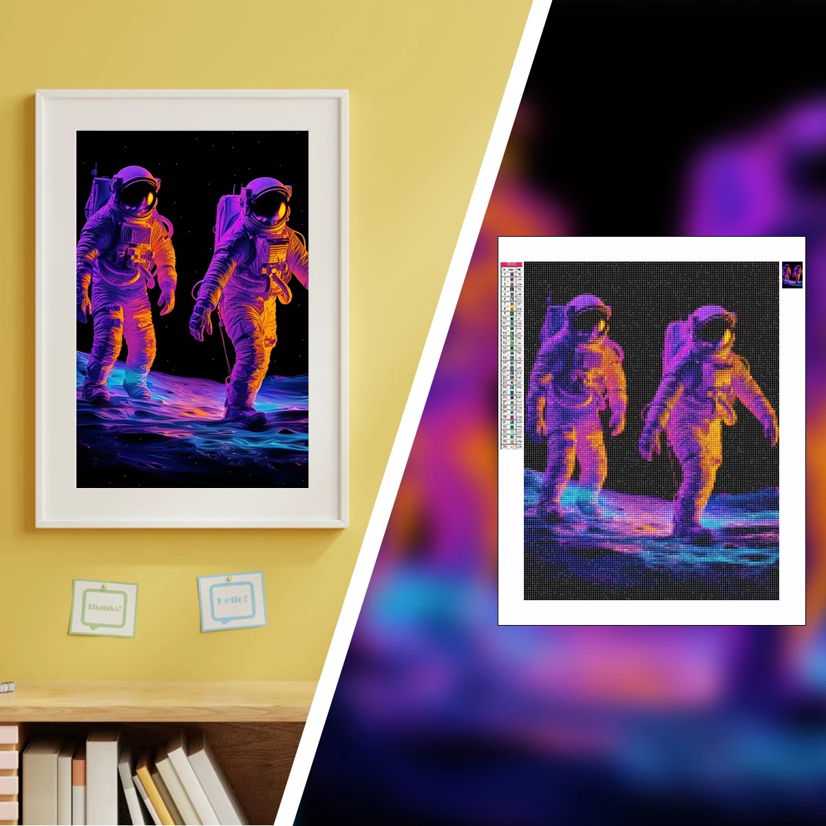 5D Diamond Painting Kit Astronaut DIY Diamond Painting Round Full Crystal Diamond Embroidery Painting Craft for Home Office Wall