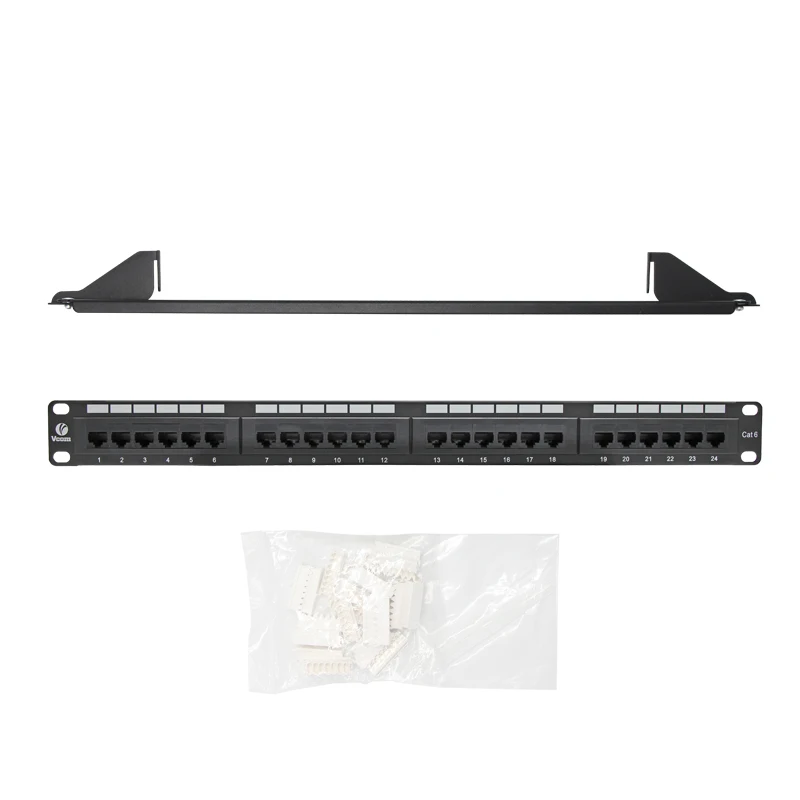 Металлический стандарт VCOM UTP Cat6 проходной разъем 1U Keystone Jack RJ45 патч-панель с поддержкой 24 портов сетевой