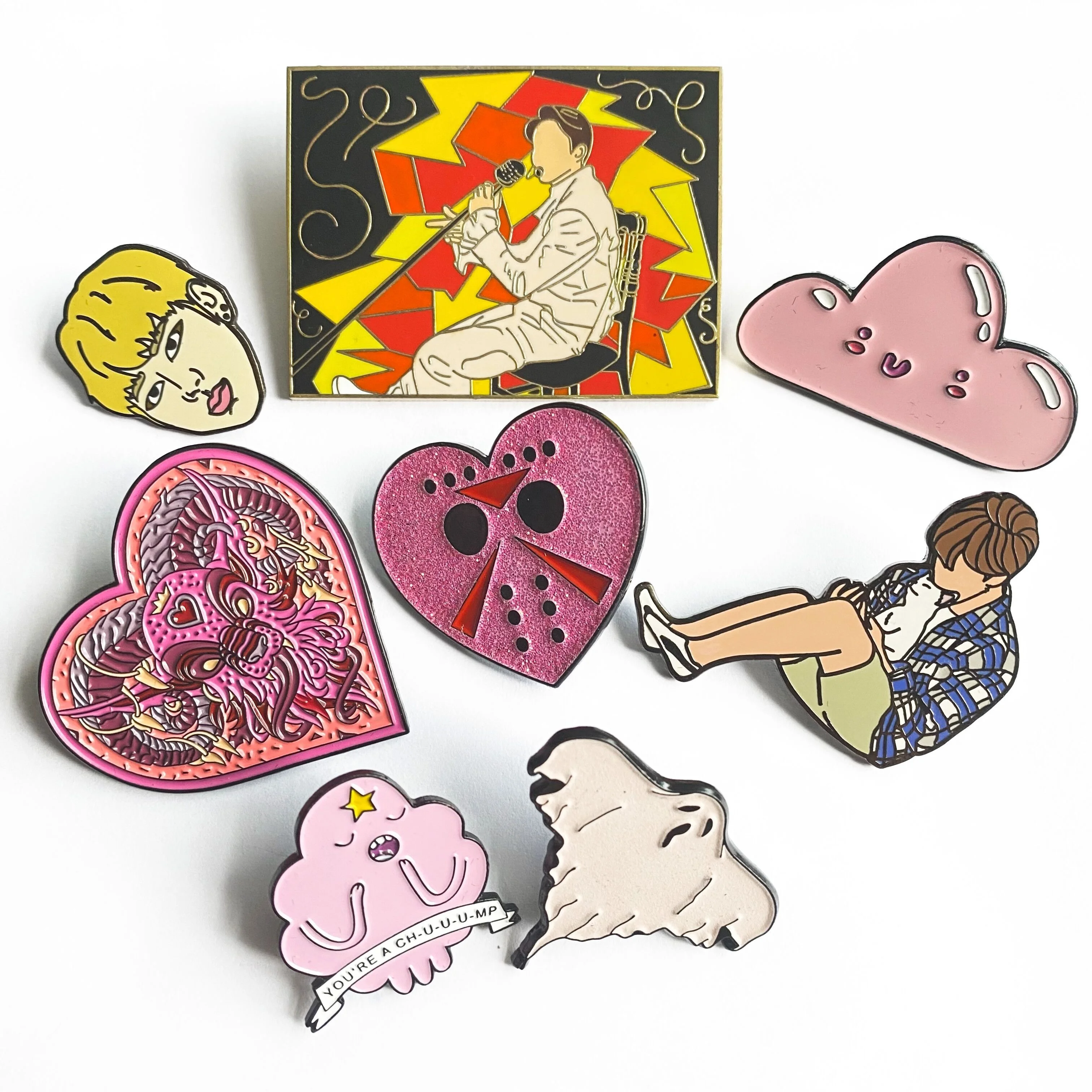 Korean Style Shirt Button Backing Cute Glitter Idol Heart Accessory Safety Pin