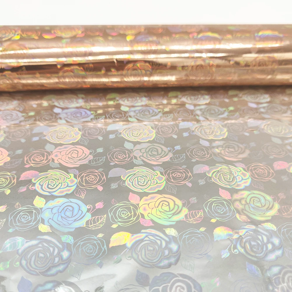 Free sample Rose pattern hot stamping foil Full transfer Laser film for leather and fabric