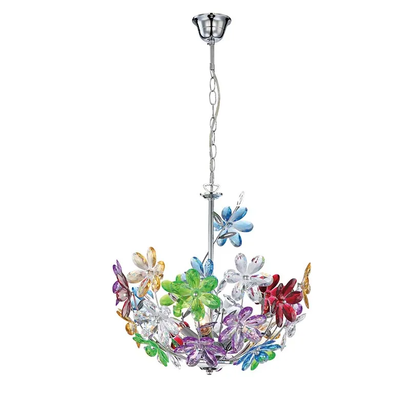 Hanging Chandelier Decorative Residential Lights Crystal Flower Shade Pendant Lamp For Decorative