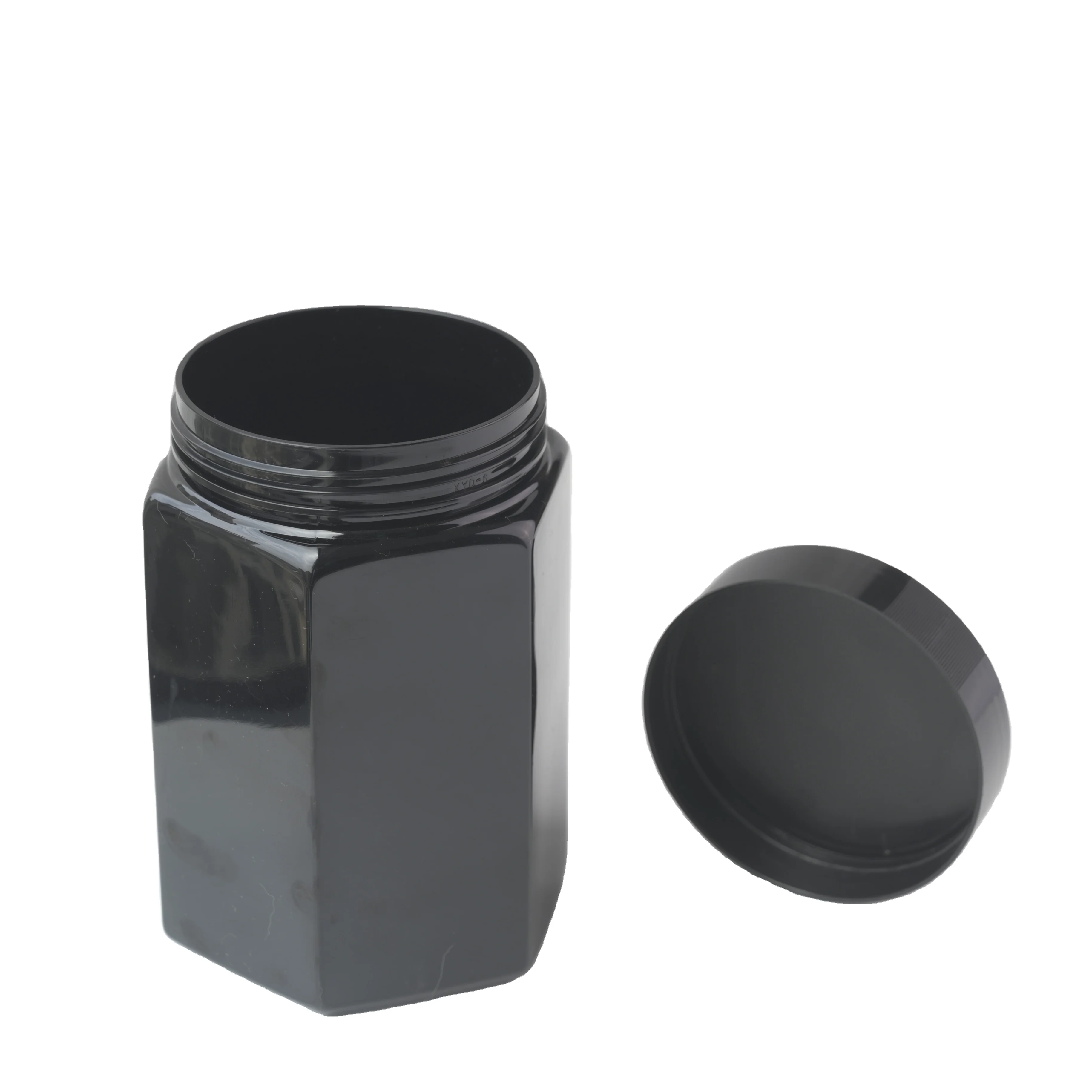 Wholesale amber color hexagon shape 500g 1000g pet plastic honey jar with Airtight Lids