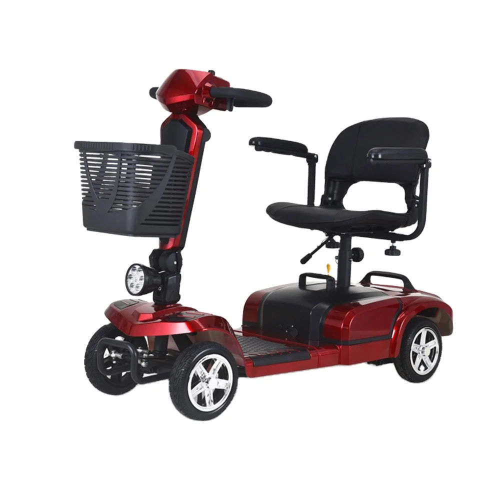 Unisex Four-Wheel Electric Scooter Low Speed Differential Folding  Wheelchair Electromagnetic Brake Small Convenient