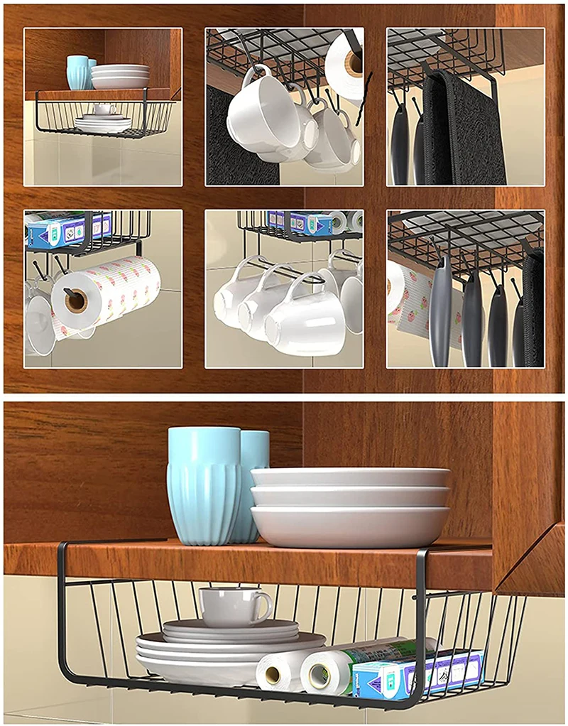 Простая металлическая корзина под полку Проволочная стойка подвесные корзины для хранения кухни кладовой