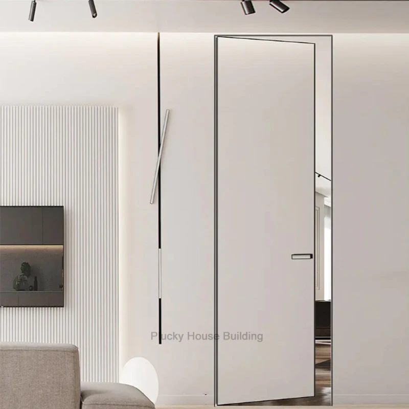 Modern flush design frameless interior wooden door hidden door 