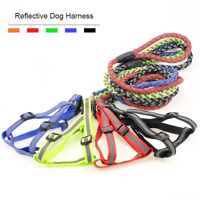Wholesale Reflective Braid Chain Dog Leash Dog Chain Chest Strap Pet Supplies Teddy Leash Highly Reflective Dog Harness