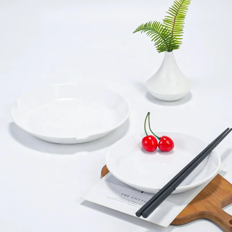 Factory wholesale unbreakable round plastic dinner ware with chopsticks Melamine Dinner Plate restaurant
