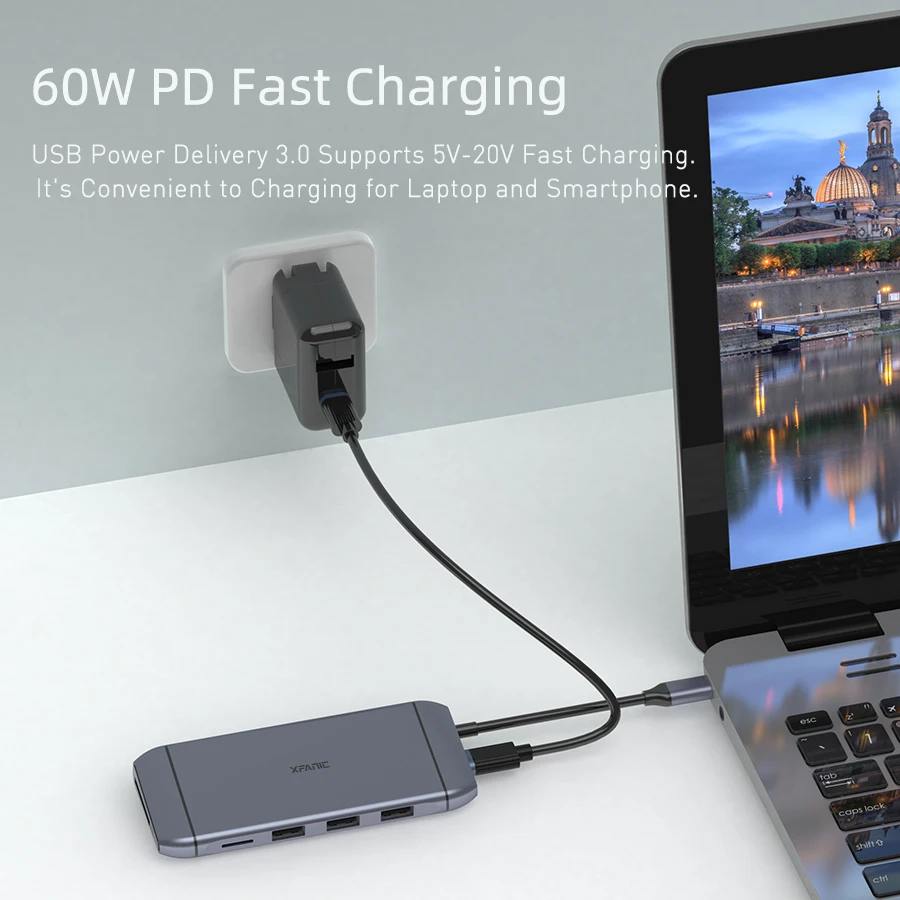  Xfanic C102 Универсальная док-станция HDMI 4k HD VGA Rj45 9 в 1 Usb C Type адаптер