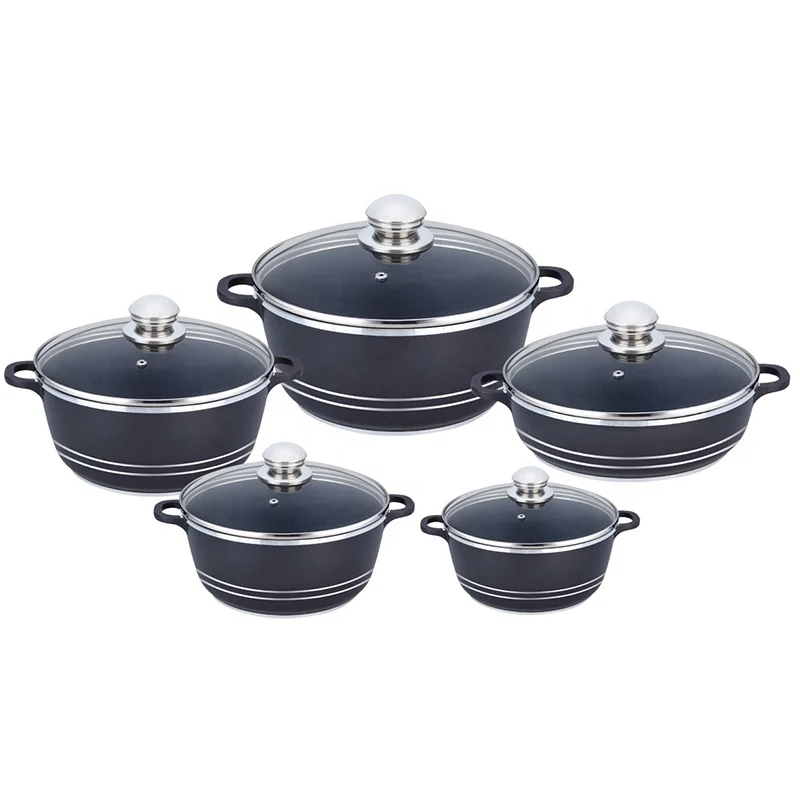 New Arrival 10 Pieces Cookingware Set Cooking Pot Kitchen Ware Cookwar Cook Pot Aluminum Cookware Set