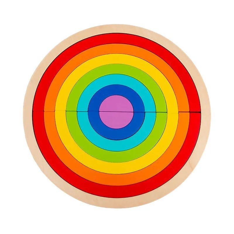 12pcs Arch Rainbow Bridge Set Colored Children Montessori Educational Wooden Brick Toys Building Blocks For Kids