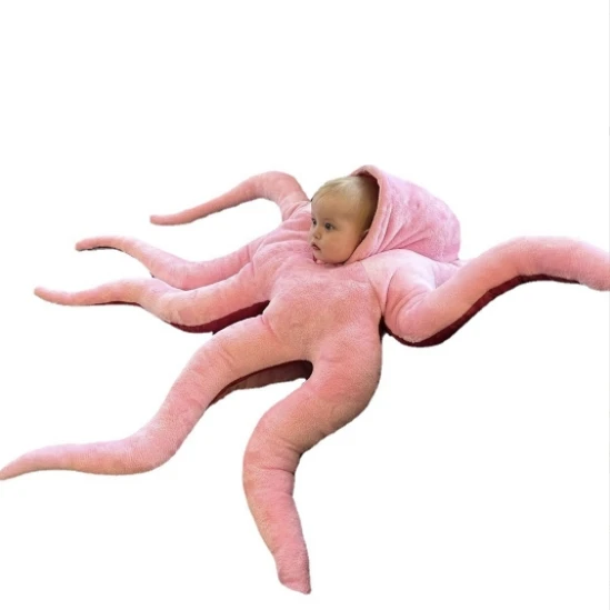 The new adorable giant octopus baby makes weird octopus dress up as a plush doll throw pillow