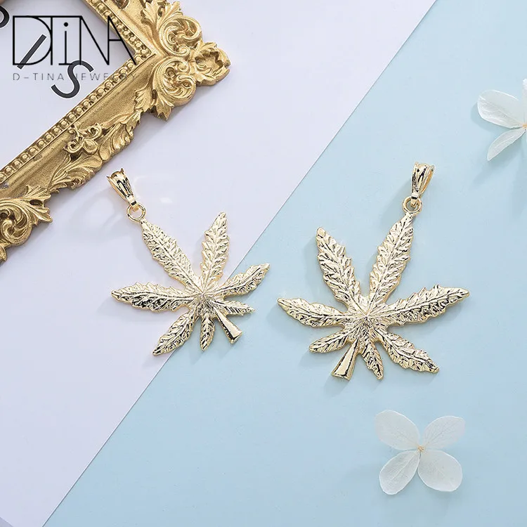 14k rolling gold maple leaf pendant Drug leave jewelry