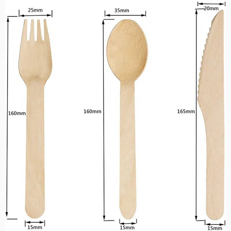 Wholesale New Design Bamboo Wood Knife Spoon Fork Cutlery Set disposable wooden spoon fork knife