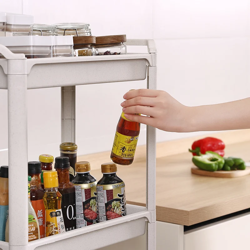 Home Bathroom Rolling Storage Rack Metal Removable Storage Cart 4 Tier Kitchen Trolley