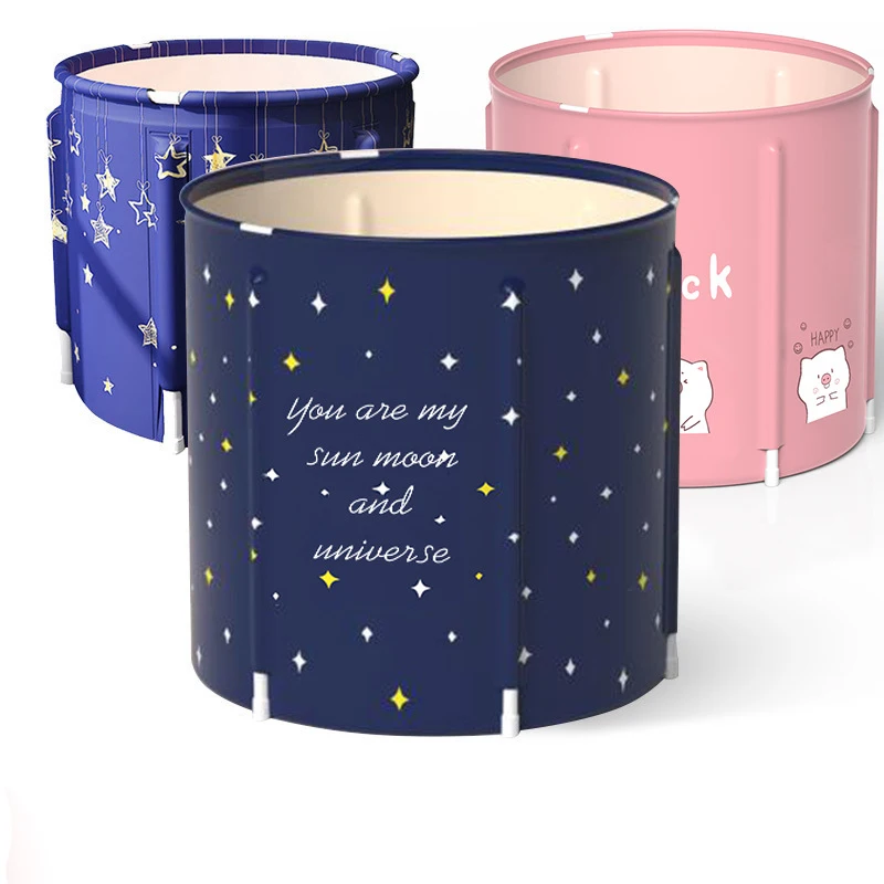 Portable Folding Bathtub Thickened Lightweight Sturdy Peach skin Insulation Pool Bathtub for Family Use