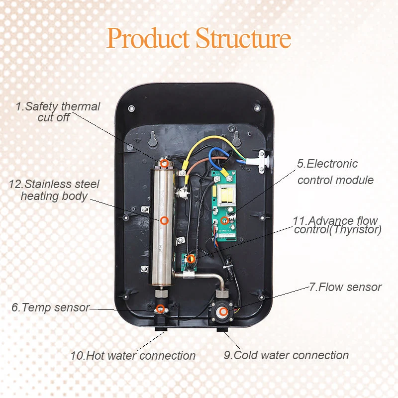 2024 Hot Selling Supplier Small Kitchen Electric Hot Water Heater Geyser Smart Instant Tankless Water Heaters