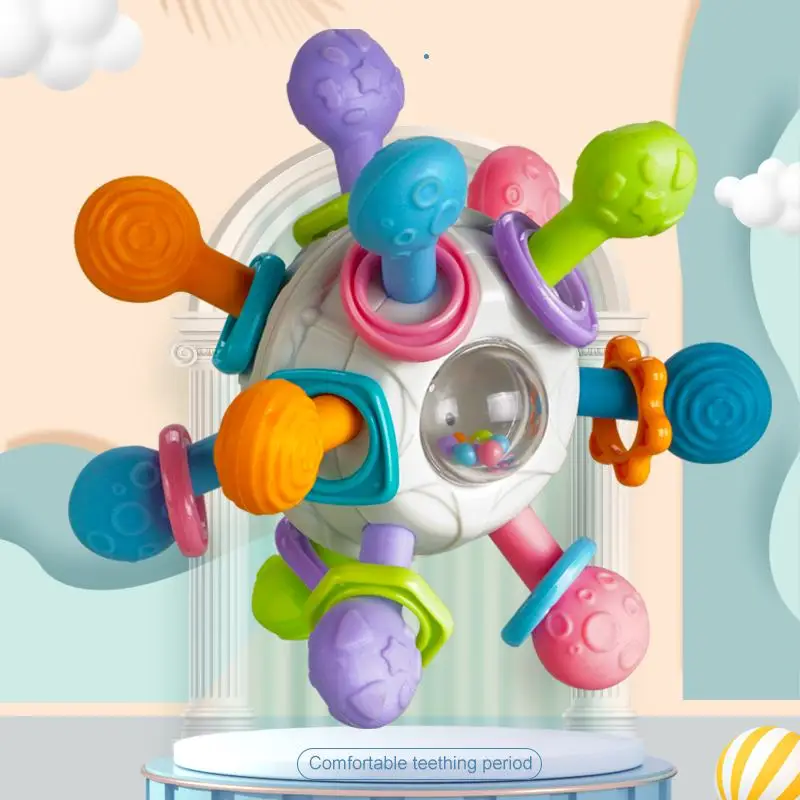 Baby Puzzle Manhattan Silicone Atom Ball Baby Teething Soft Tooth Glue Hand Scratch ball baby teether kids Sensory toys
