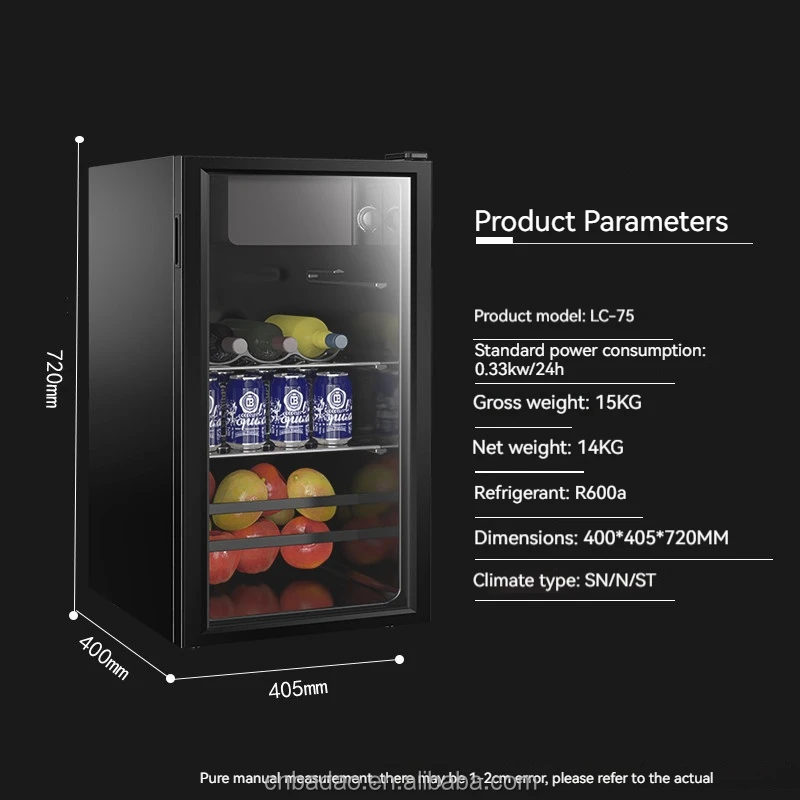 75L hotel single door mini Bar Fridge Table Top Refrigerator Custom Beer Beverage Mini Fridge freezer
