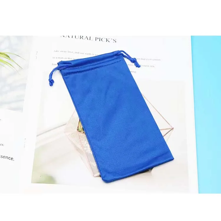 Wholesale Ready Goods 9*18cm Soft Drawstring Custom Microfiber Eye Glasses Sunglasses Bag Pouch Case