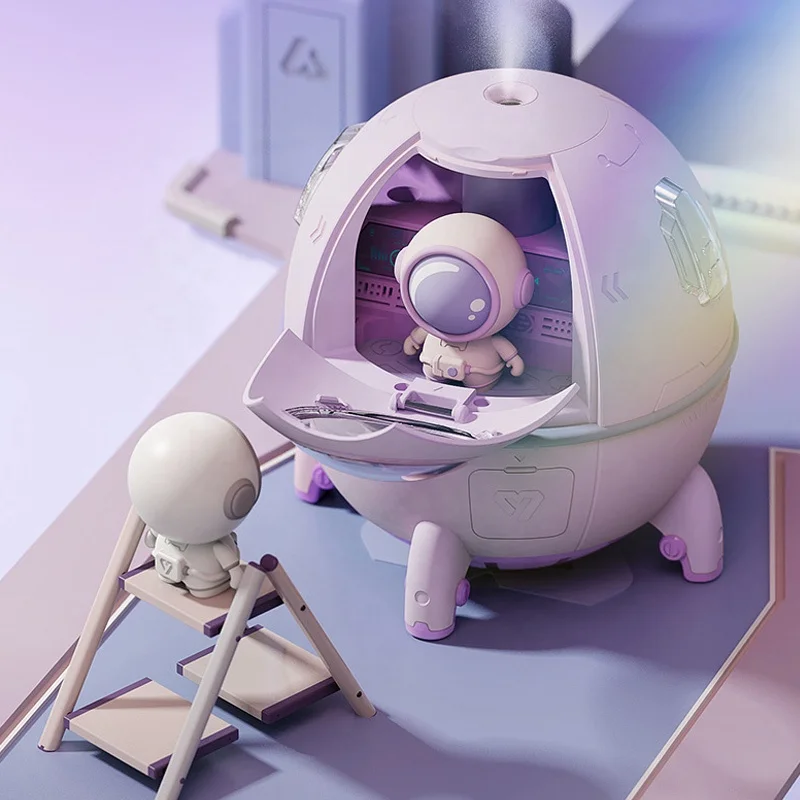 CE ROHS 220ml ultrasonic rechargeable astronauts portable mini humidifier with night lamp