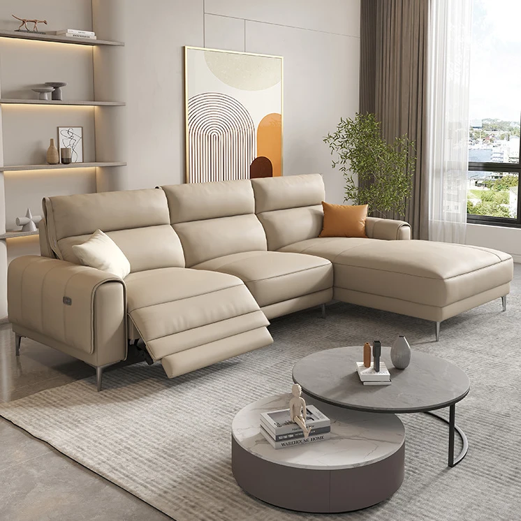 Wholesale Italian villa sofa soft 1 2 3 seater recliners set leather electric reclining sofa