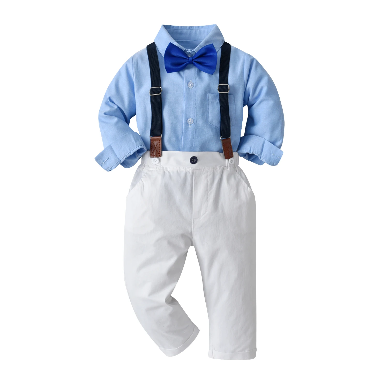 Boys Straps Set Spring And Autumn Models Fashion Handsome Male Baby Week-Old Small Host Performance Clothes