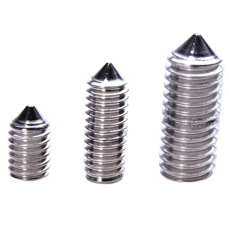 
SS304 stainless steel carbon steel hexagon socket set screws with cone point 