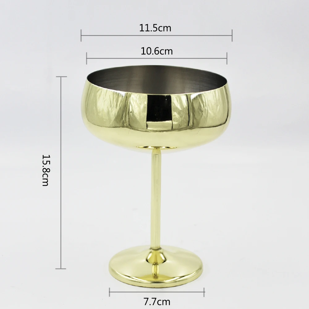 Bar Drinkware Martini Margarita Cocktail Cup Stainless Steel Wine Glass Goblets Champagne Golden 1pc/white Box Customized Color