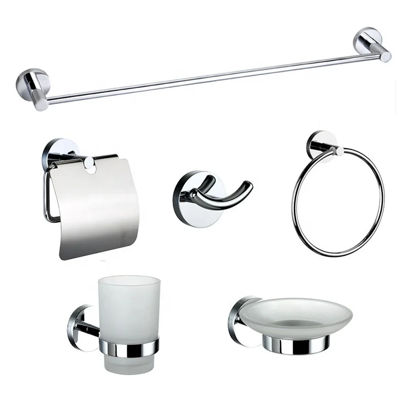 Classic Design Bath Accessories Set Wall Mounted Zinc Alloy Chrome Plated Round Hardware for Hotel Bathroom