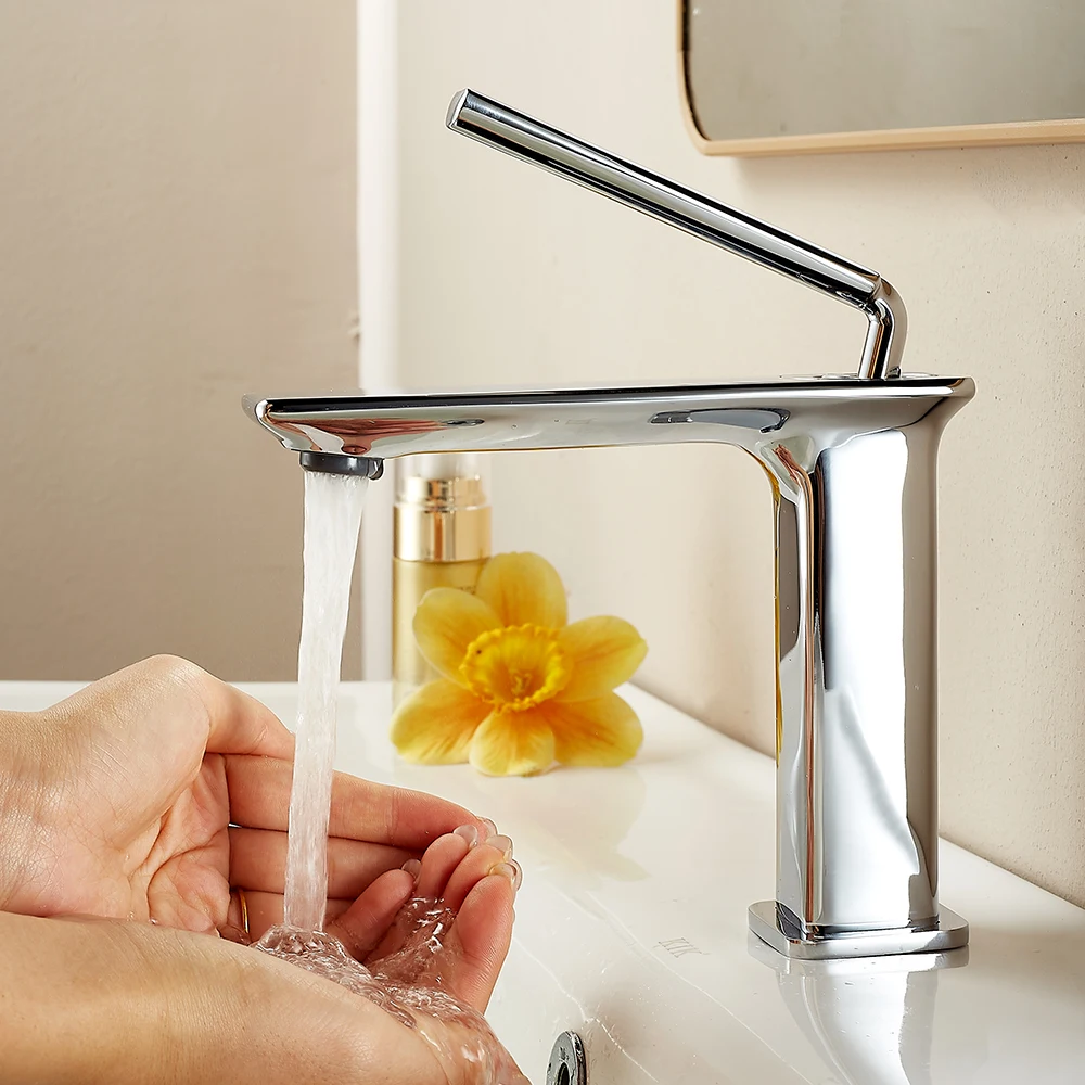 Solid Brass Bathroom Faucet Bathroom Taps Hot Cold Basin Mixer Water Faucet Brass Single Hole Basin Faucet