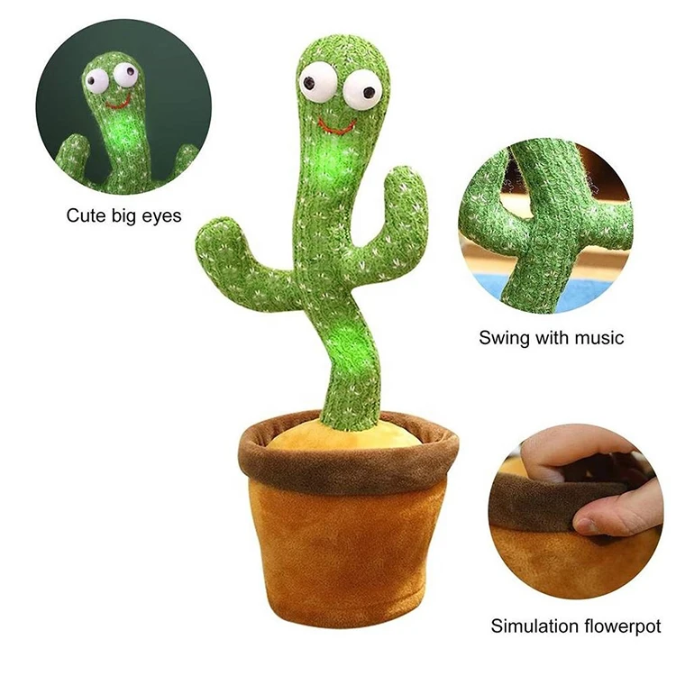 2021 dropshopping music cactus toy plush doll game talking and dancing cactus funny electronic Singing 120 Songs shaking cactus
