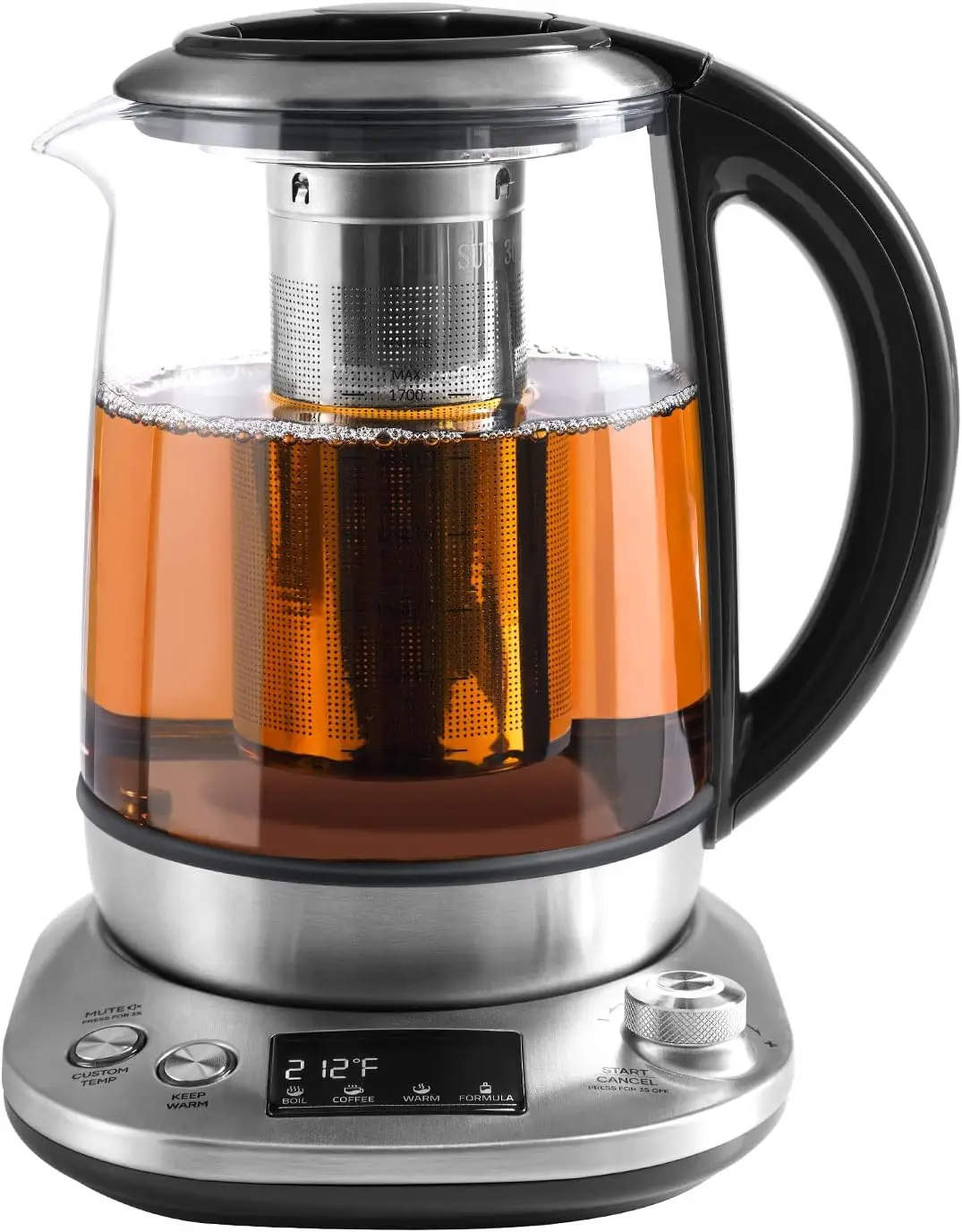2 Hours keep Warm, 1.7 Liter Electric Kettles, 1200W, Glass and Stainless Steel electric kettle 1.7l