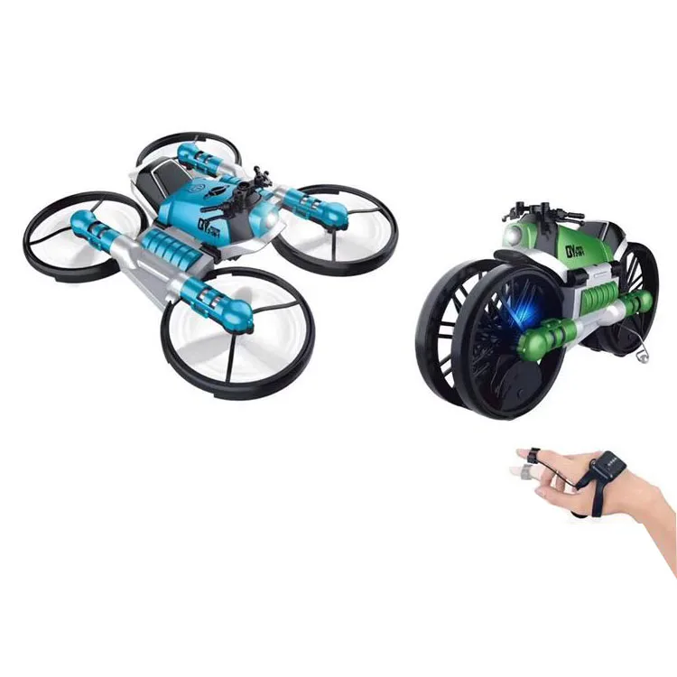 Новейший 2 в 1 2,4G RC мини-Дрон профессиональная навигация светодиодные дроны деформация мотоцикл умные часы управление гравитацией дроны