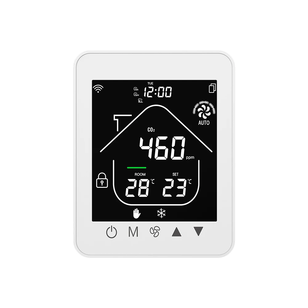 Manufacture price smart thermostat for underfloor water heating electric heating with CO2 PM2.5 datas LCD controller